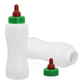 Lamb&Goat Feeding Bottle,500ml Lamb Nipple and Bottle Set,Reusable Nursing Bottle Kit with Rubber Nipple,Small Animal Care Milk Bottle for Goat,Sheep,Puppy,Piglet,2 Pack
