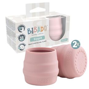 BIBaDO - Sippit Silicone Baby Cup, Mist (2-Pack) - Open Training Silicone Cups - Soft, Non Slip Grip, Weighted Base - Durable, Dishwasher Safe, BPA Free - Toddler Cups - Baby Essentials - 6 Months+