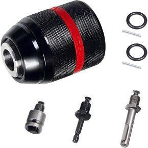 تشاك تدريبات بدون مفتاح لميلووكي ، 1/2-20unf Mount 1.5-13mm حفر ذاتي الحفر من أجل سائق تأثير الحفر اليدوي ، مع 3/8 "SDS-Plus Shank 1/2" محول وجع التأثير 1/4 "Hex Shank