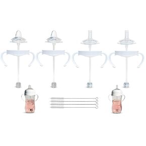 Sippy Cup and Straw Cup Conversion Kit Bundle for Philips Avent Natural Baby Bottles | Weaning and Transition | Silicone Nipples, Weighted Straw Ball, Bottle Handles and Cleaning Brush | 4+ Months