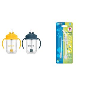 Dr. Brown's Baby's First Straw Cup, Training Cup with Weighted Straw, 2 Pack & Straw Replacement Kit with Cleaning Brush