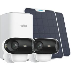 REOLINK Home Hub with 2X Argus 4 Pro- 4K Dual-Lens 180° Solar Outdoor Wireless Security Camera System, Local Encrypted Storage Up to 1TB, 5G/2.4GHz WiFi 6, No Monthly Fee, 64GB SD Card Included