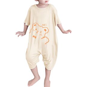 Umeyda Little Baby Boys Footless Pajamas Modal Short Sleeve Romper Jumpsuit Sleep and Play