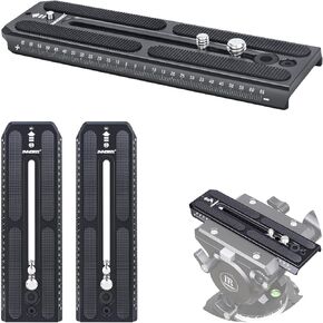 INNOREL 2 Pieces QV160 Sliding Quick Release Plate Compatible with Manfrotto 501PL Series Video Fluid Head,Camera Mounting Plate with 1/4" and 3/8" Screws, 50mm Width