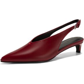Coutgo Womens Low Kitten Heels Slingback Closed Pointed Toe V-Cut Business Work Pumps Dress Shoes