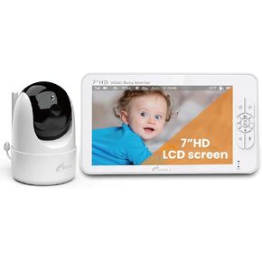 iFamily Baby Monitor with Cameras and Audio - Large 5" Screen with 30Hrs Battery Life - Remote Pan-Tilt-Zoom,No WiFi, Two-Way Audio, Night Vision, Temperature, Lullabies, 960ft Long Range