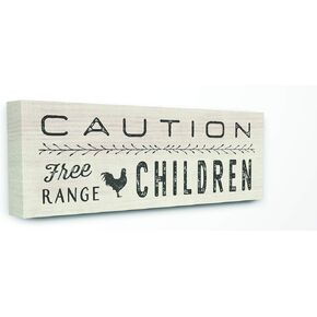 The Stupell Home Décor Collection Caution Free Range Children Canvas Wall Art, 20x48, Multi-Color