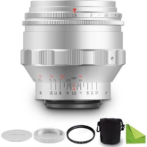 TTArtisan 75mm F1.5 f/1.5 M42-Mount Swirly Bokeh Full Frame Large Aperture Manual Focus Prime Lens Compatible with M42 Mount Cameras-Silver