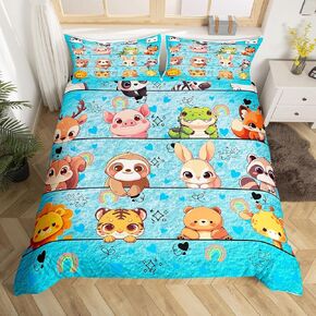 Manfei Cartoon Cat Duvet Cover Set Toddler Size,Kitten Kitty Pet Purple Bedding Set,Cute Animals Quilt Cover for Kids,Comforter Cover(No Filler),2 Pcs