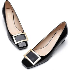 Genuine Leather Pumps Women Dressy Comfortable Shoes with Latex Insole Womens Block Heel for Office Attire Dress Comfortable Footwear