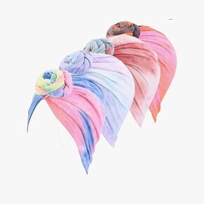 Aimery Girls Cotton Beanie Flower Slouch Cap Hospital Hat Kids Headwarp Turban Hair Accessories(Set of 4 Pieces) Multicolor