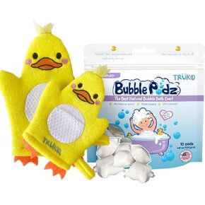 TruKid Lavender Bubble Podz & BubbleGlove Set – Bubble Bath Pods with 2 Wash Gloves for a Calming Bath Routine