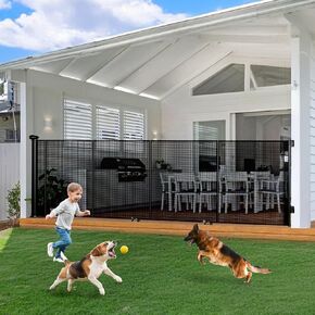 Reinforced 100 Inch Wide Retractable Baby Gate Indoor, 42’’ Tall Dog Gate Extra Wide with Child Lock, Length-Adjustable Mesh Gates Suitable for Stairs, Rooms, Doorways, Hallway, Kitchen