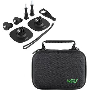 HSU Carrying Case and Flexible Adhesive Mount Kit for GoPro