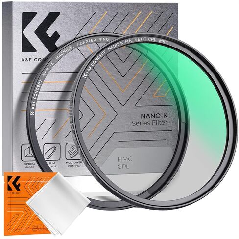 K & F Concept 62 مم مرشح عدسة مستقطب دائري مغناطيسي مع تنظيف القماش المصبوب من الزجاج البصري فائق الاستقطاب مرشح CPL مع 18 طبقات متعددة الطبقات (K-Series) in Kuwait