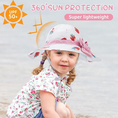 Baby Sun Hat for Toddler Boys & Girls, UPF 50+, Adjustable Wide Brim Bucket Hats, Summer Beach Caps, Ideal for Ages 1-7 Years in Saudi Arabia