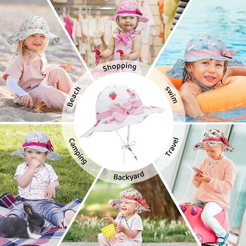 Baby Sun Hat for Toddler Boys & Girls, UPF 50+, Adjustable Wide Brim Bucket Hats, Summer Beach Caps, Ideal for Ages 1-7 Years in Saudi Arabia