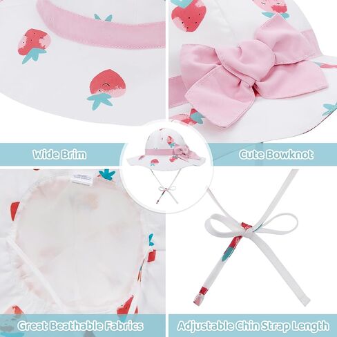 Baby Sun Hat for Toddler Boys & Girls, UPF 50+, Adjustable Wide Brim Bucket Hats, Summer Beach Caps, Ideal for Ages 1-7 Years in Saudi Arabia