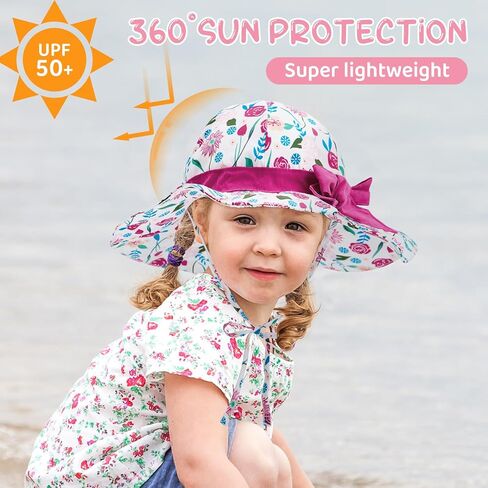Baby Sun Hat for Toddler Boys & Girls, UPF 50+, Adjustable Wide Brim Bucket Hats, Summer Beach Caps, Ideal for Ages 1-7 Years in Saudi Arabia
