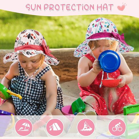 Baby Sun Hat for Toddler Boys & Girls, UPF 50+, Adjustable Wide Brim Bucket Hats, Summer Beach Caps, Ideal for Ages 1-7 Years in Saudi Arabia