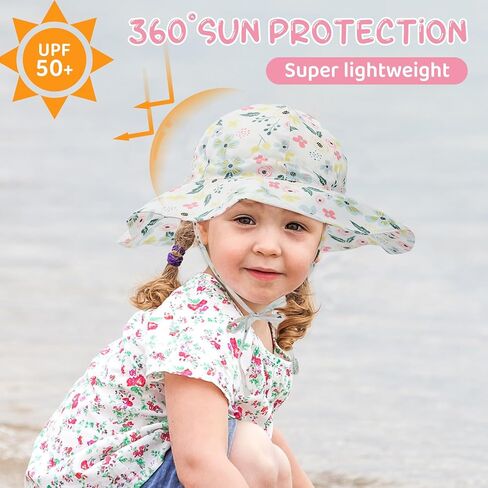 Baby Sun Hat for Toddler Boys & Girls ، UPF 50+ ، قبعات دلو واسعة قابلة للتعديل ، قبعات شاطئية الصيف ، مثالية للأعمار من 1 إلى 7 سنوات in Kuwait