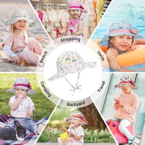 Baby Sun Hat for Toddler Boys & Girls ، UPF 50+ ، قبعات دلو واسعة قابلة للتعديل ، قبعات شاطئية الصيف ، مثالية للأعمار من 1 إلى 7 سنوات in Kuwait