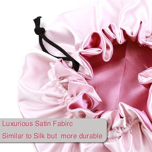 2pcs Double Layer Reversible Satin Hair Bonnet Sleep Cap with Adjustable Drawstring for Kids Infant Toddler in Saudi Arabia