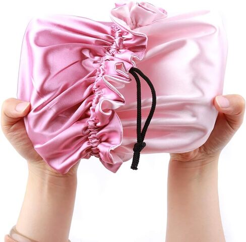 2pcs Double Layer Reversible Satin Hair Bonnet Sleep Cap with Adjustable Drawstring for Kids Infant Toddler in Saudi Arabia