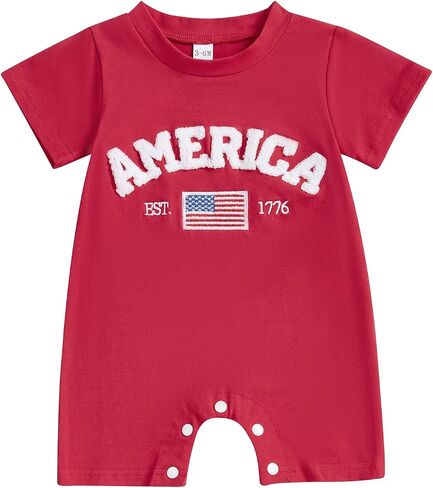Newborn Baby Boy 4th of July Outfit American flag USA Romper Jumpsuit Infant Boy Fourth of July Summer Clothes in Saudi Arabia