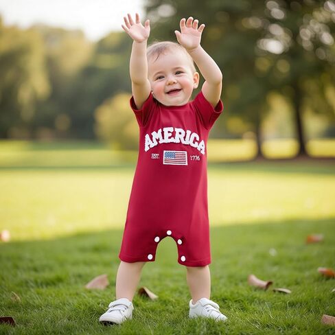 Newborn Baby Boy 4th of July Outfit American flag USA Romper Jumpsuit Infant Boy Fourth of July Summer Clothes in Saudi Arabia