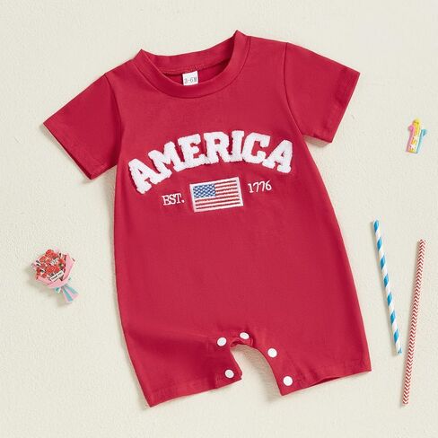 Newborn Baby Boy 4th of July Outfit American flag USA Romper Jumpsuit Infant Boy Fourth of July Summer Clothes in Saudi Arabia