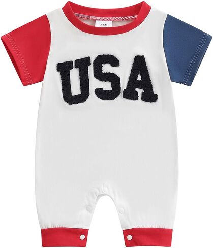 Newborn Baby Boy 4th of July Outfit American flag USA Romper Jumpsuit Infant Boy Fourth of July Summer Clothes in Saudi Arabia