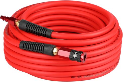 Hybrid Air Hose 1/4 In. x 50 ft, Lightweight, Flexible, Durable Air Compressor Hose with Aluminum Universal Quick Coupler and Industrial Plug, Red in Saudi Arabia