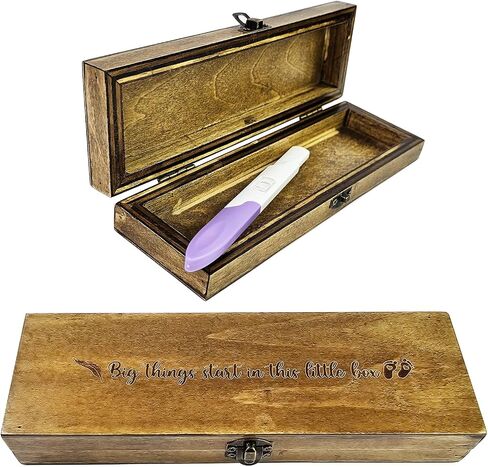 Pregnancy Test Keepsake Box, Surprise Pregnancy Announcement for Husband and Grandparents, Baby Reveal Ideas to Grandparents, Husband, Wooden Gift Box in Saudi Arabia