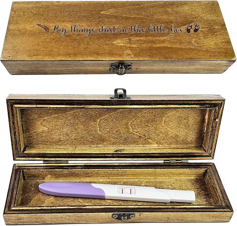 Pregnancy Test Keepsake Box, Surprise Pregnancy Announcement for Husband and Grandparents, Baby Reveal Ideas to Grandparents, Husband, Wooden Gift Box in Saudi Arabia