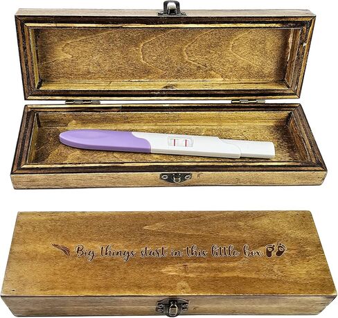 Pregnancy Test Keepsake Box, Surprise Pregnancy Announcement for Husband and Grandparents, Baby Reveal Ideas to Grandparents, Husband, Wooden Gift Box in Saudi Arabia