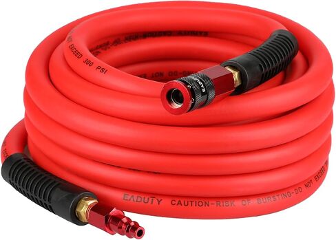 Hybrid Air Hose 1/4 In. x 50 ft, Lightweight, Flexible, Durable Air Compressor Hose with Aluminum Universal Quick Coupler and Industrial Plug, Red in Saudi Arabia