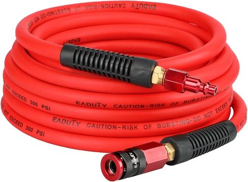 Hybrid Air Hose 1/4 In. x 50 ft, Lightweight, Flexible, Durable Air Compressor Hose with Aluminum Universal Quick Coupler and Industrial Plug, Red in Saudi Arabia