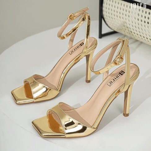 Idifu in4 High High Cheels Strappy Stiletto Heels Square Open Toe Heeled Sandals Wedding Bridal Prom Party Party Dress Frick for Women Gervil in Kuwait