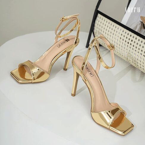 Idifu in4 High High Cheels Strappy Stiletto Heels Square Open Toe Heeled Sandals Wedding Bridal Prom Party Party Dress Frick for Women Gervil in Kuwait
