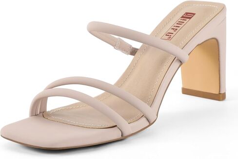 IDIFU IN3 Strappy Heels High Chunky Block Square Open Toe Slip On Slide Heels Mules Wedding Bridal Bride Prom Party Dress Shoes for Women Dressy Comfortable Cute Fashion Trendy Heeled Sandals in Saudi Arabia