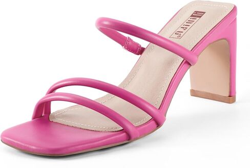 IDIFU IN3 Strappy Heels High Chunky Block Square Open Toe Slip On Slide Heels Mules Wedding Bridal Bride Prom Party Dress Shoes for Women Dressy Comfortable Cute Fashion Trendy Heeled Sandals in Saudi Arabia