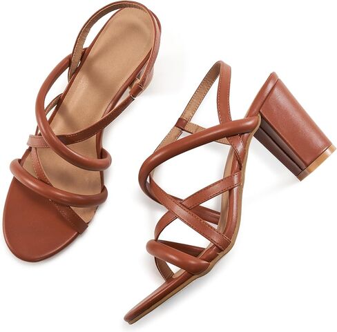 Aomigoct Chunky Heels for Women Prom: Black 8 Comfortable Strappy Open Toe Heeled Sandals - Ankle Strap Wedding Dress Heel Shoes in Saudi Arabia