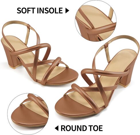 Aomigoct Chunky Heels for Women Prom: Black 8 Comfortable Strappy Open Toe Heeled Sandals - Ankle Strap Wedding Dress Heel Shoes in Saudi Arabia