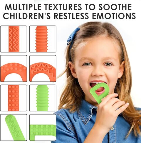 ERKOON Sensory Chew Toys for Autistic Children, 2 Pack Silicone Chewy Tube Oral Motor Tools for Sensory Kids with Autism, Biting, ADHD, SPD, Chewies with Special Needs, Teething Sticks Toys in Kuwait