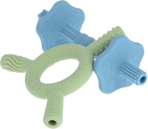 Nuby Hollow Tube Silicone Teething Toy - (2-Pack) Baby Teething Sticks - 3+ Months - Blue and Green in Saudi Arabia