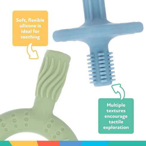 Nuby Hollow Tube Silicone Teething Toy - (2-Pack) Baby Teething Sticks - 3+ Months - Blue and Green in Saudi Arabia