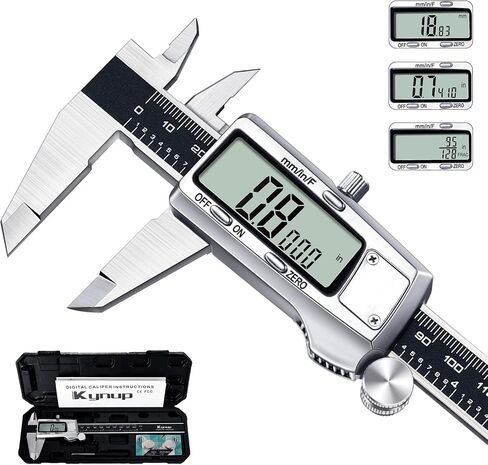 Kynup Digital Caliper, Caliper Measuring Tool, Micrometer Dial Vernier Caliper Digital, Full Turn Off, Stainless Steel, Switch from Inch Metric Fraction (6Inch/150MM) in Saudi Arabia