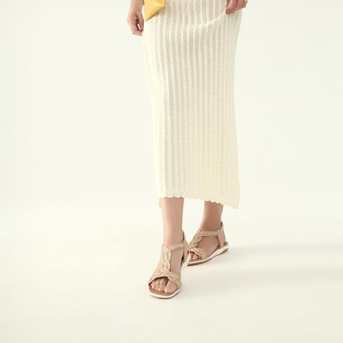 UBFEN Flat Sandals For Women Dressy Walking Comfortable Sandal With Rhinestone Braid Elastic Strap Summer Vacation in Kuwait