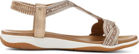 UBFEN Flat Sandals For Women Dressy Walking Comfortable Sandal With Rhinestone Braid Elastic Strap Summer Vacation in Kuwait